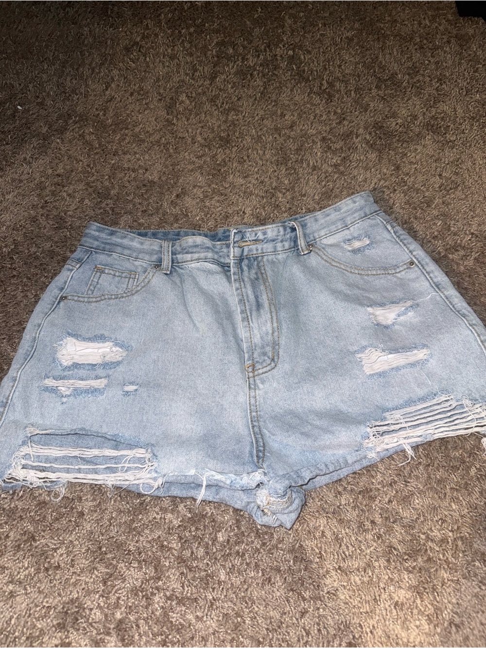 SHEIN High-Waist Distressed Shorts